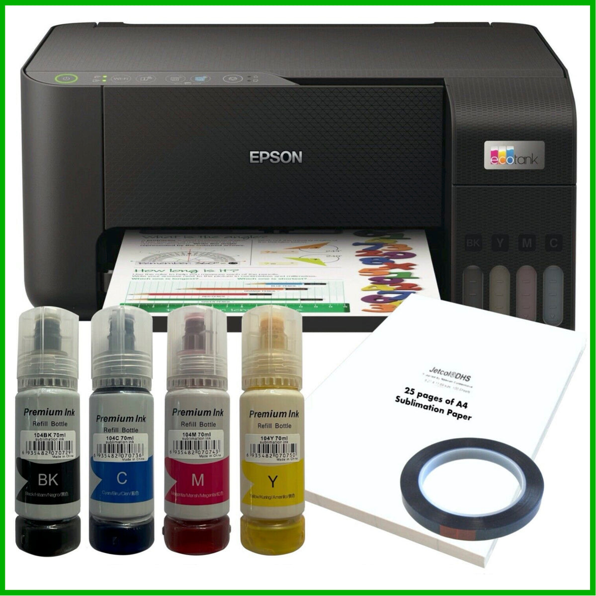 Sublimation Bundle: Epson EcoTank ET-2860 Printer + 4 x Inks + A4 Pape ...